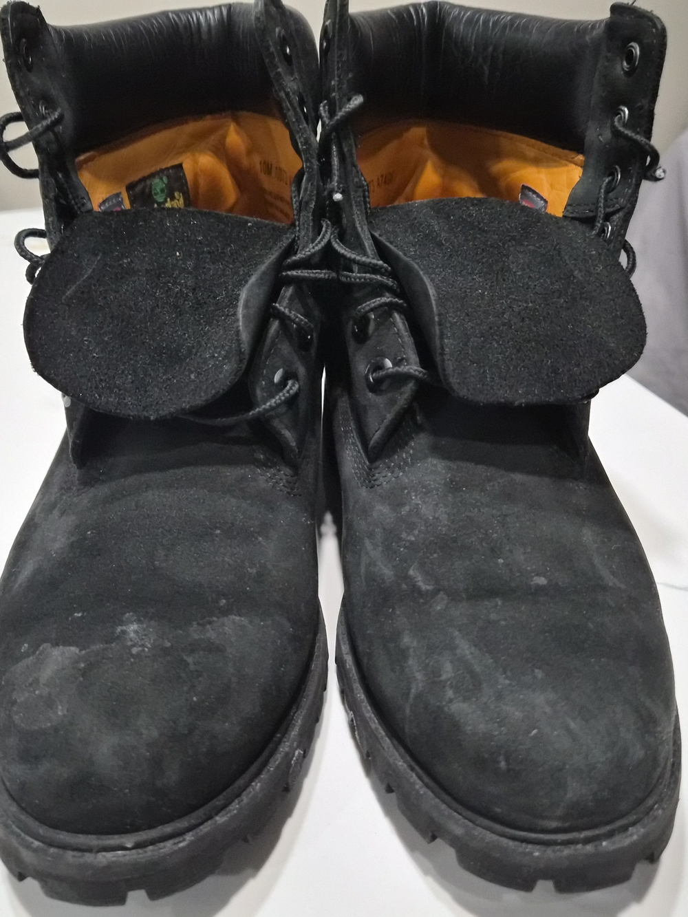 Timberland Black Men's Leather Lace-Up Work Boots with Padded Tongue